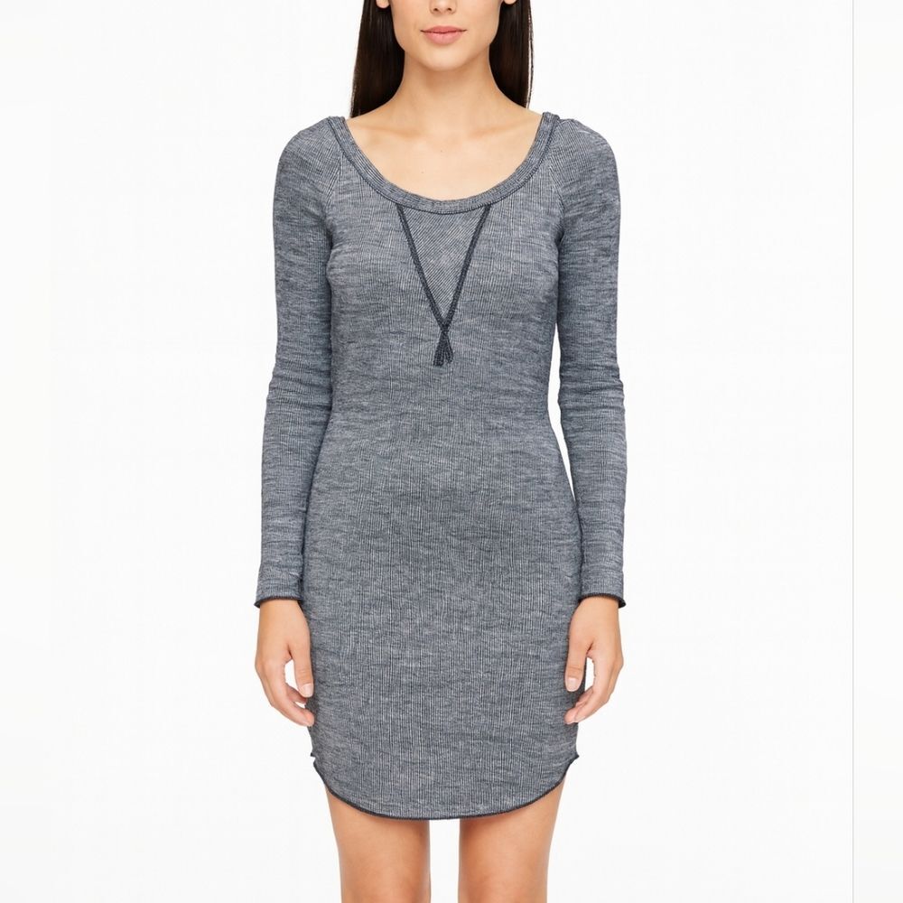Wilfred Womens Grey Long Sleeve Knee Length Dress Size S Aritzia Wool Blend